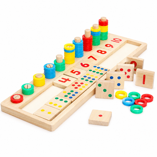 Montessori Wooden Counting Board | Number & Color Matching Learning Set