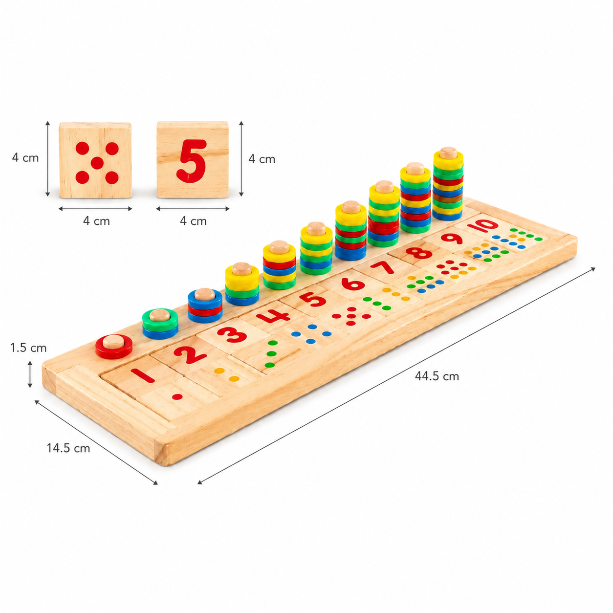 Montessori Wooden Counting Board | Number & Color Matching Learning Set