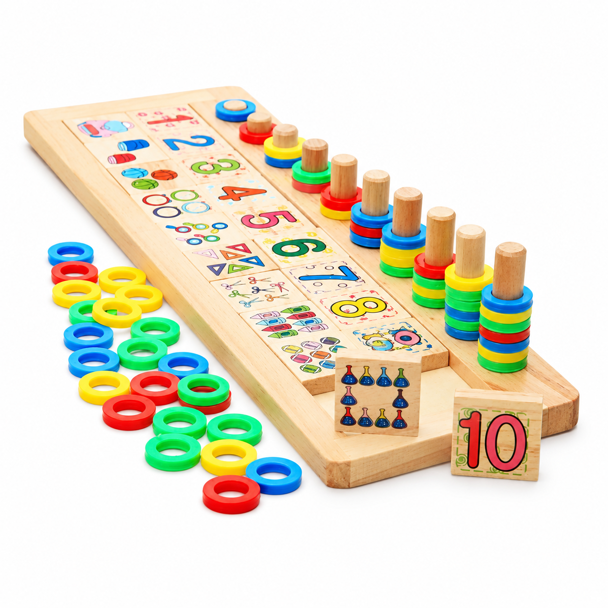 Montessori Wooden Counting Board | Number & Color Matching Learning Set