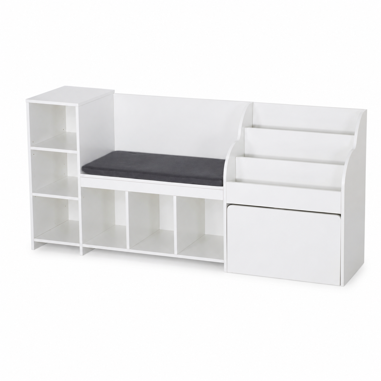 Kids Reading Nook & Toy Storage Bench with Bookshelf