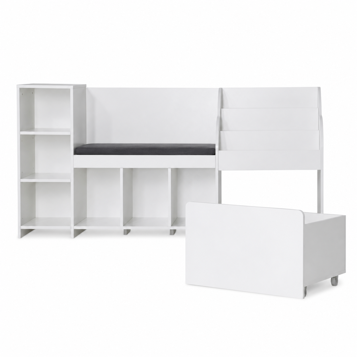Kids Reading Nook & Toy Storage Bench with Bookshelf