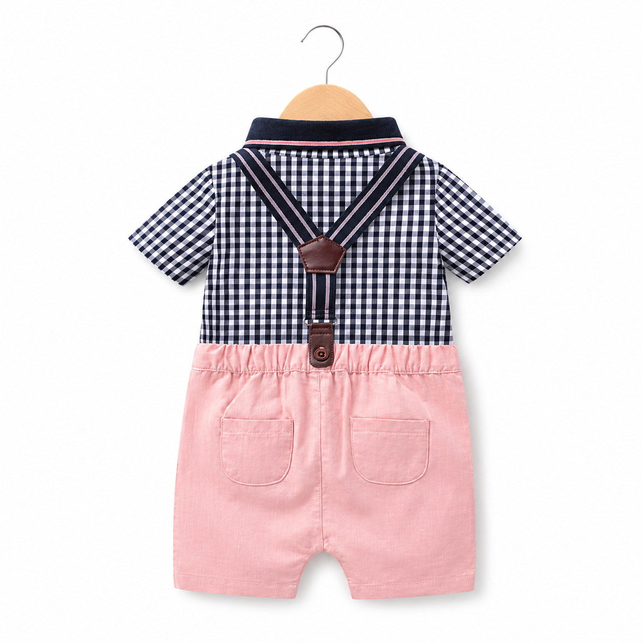 Baby Gentleman Outfit Set – Bow Tie Suspender Shorts Romper