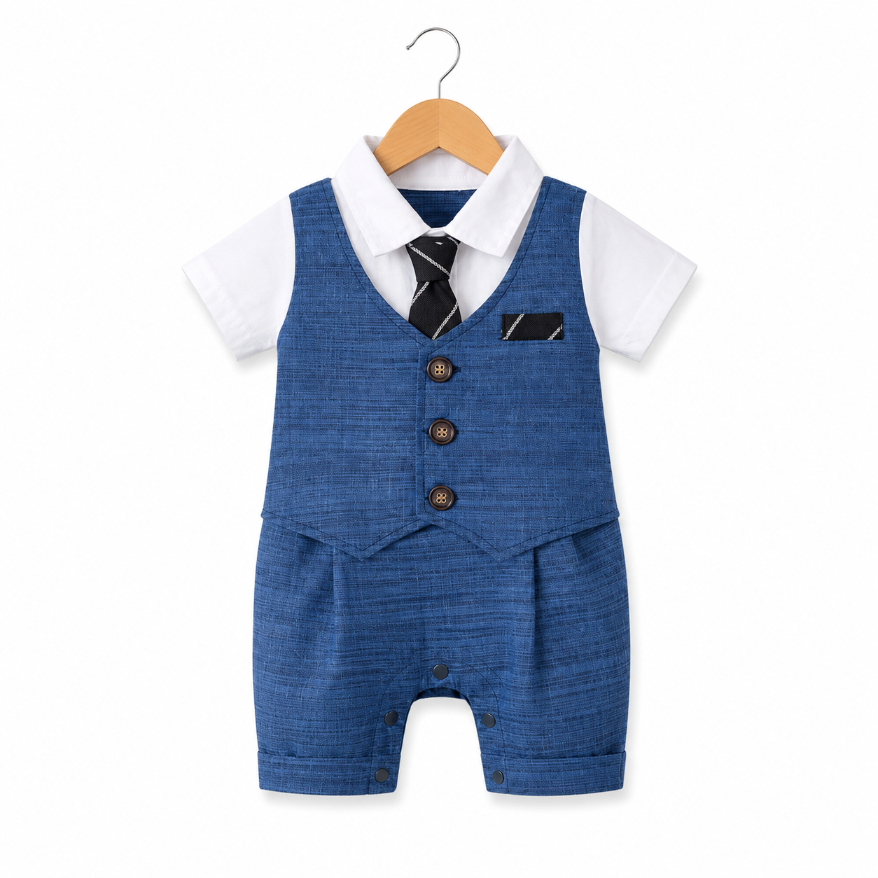 Baby Gentleman Romper – Formal One-Piece Outfit with Tie