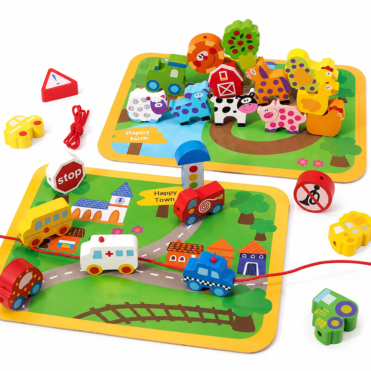 Montessori Wooden Lacing Play Set