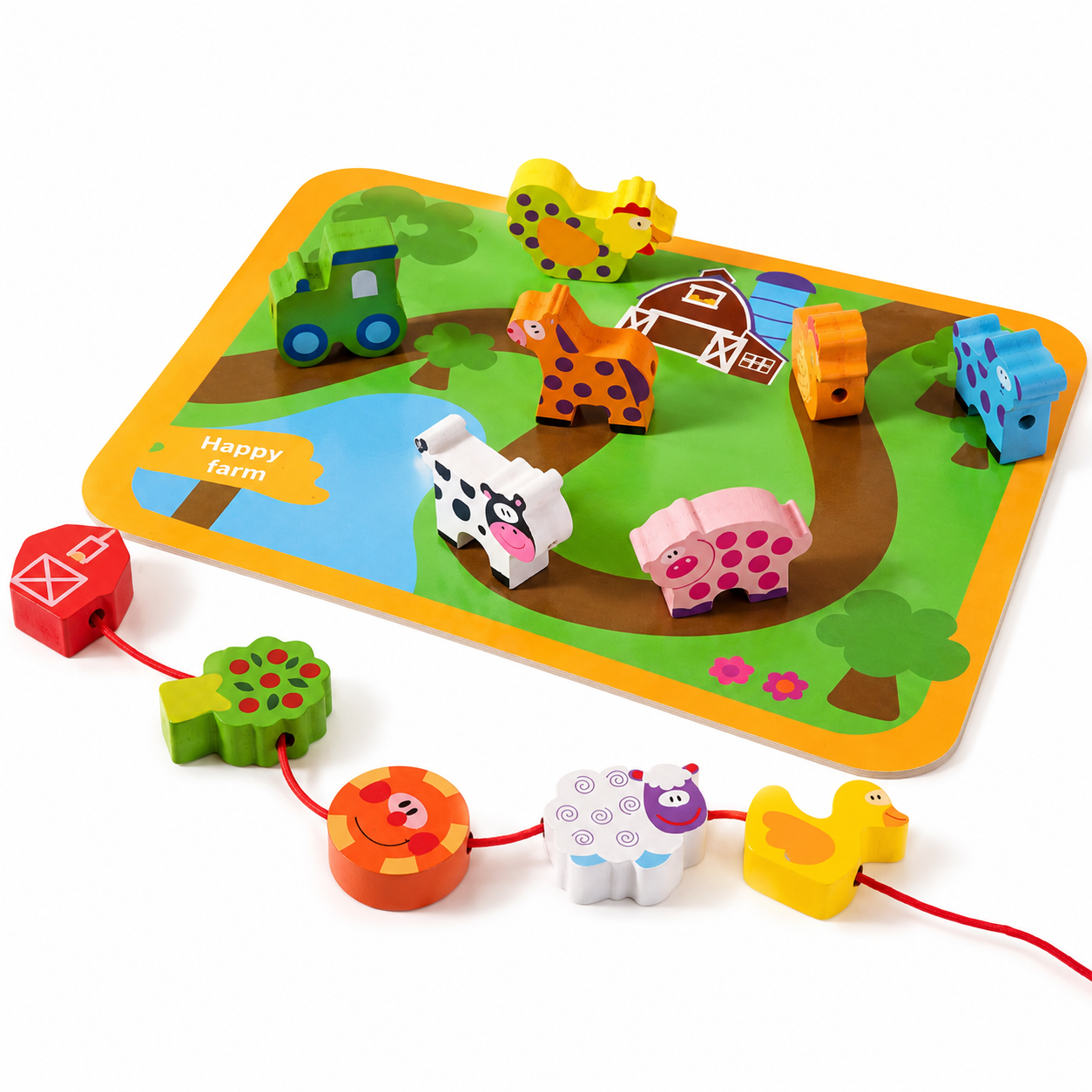 Montessori Wooden Lacing Play Set