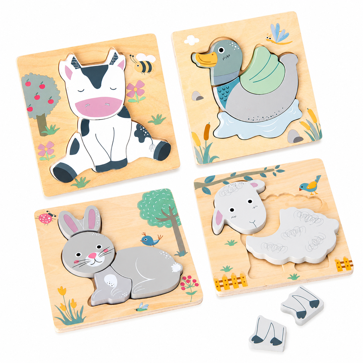 Montessori Wooden Animal Peg Puzzle