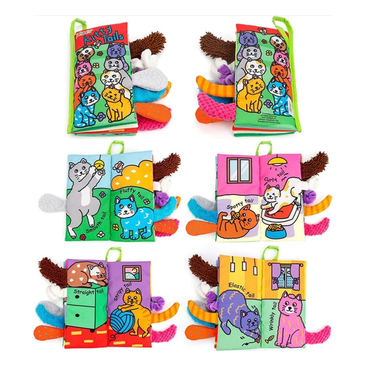 Baby Cloth Books, Soft Sensory & Tactile Books with Animal Tails for Babies & Toddlers, Interactive Educational Stroller Toy, Gift for Boys & Girls